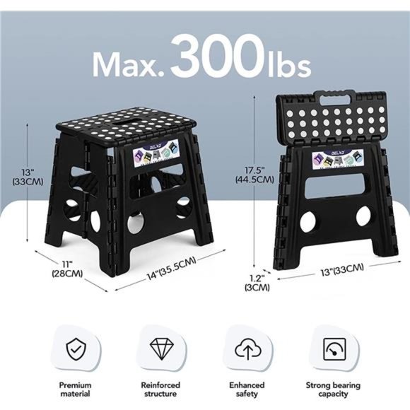 Folding Step Stool,13inch Non-Slip Foldable Stools for Kids &Adults Up to 30 LBS - Picture 5 of 5
